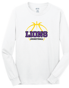 Long Sleeve Cotton T-Shirt / White / Larkspur Basketball - Fidgety