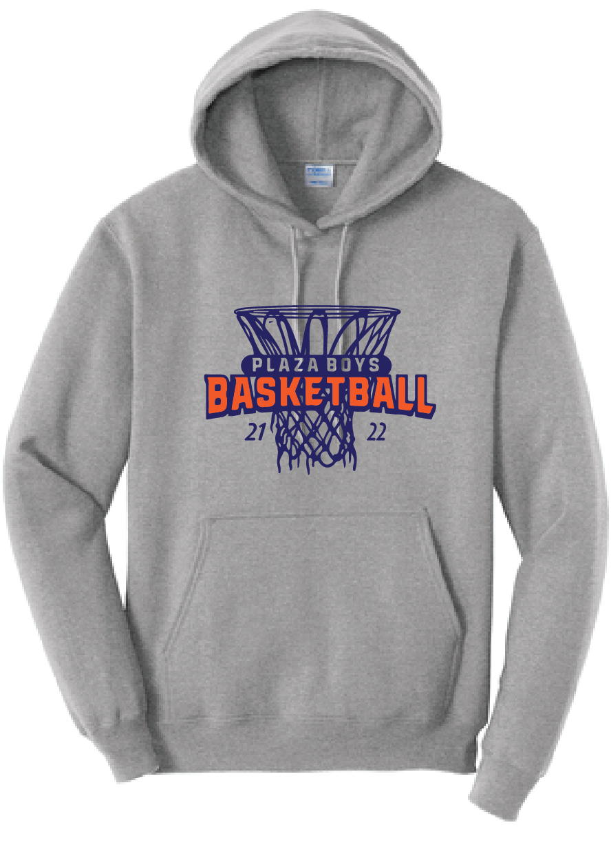 Fleece Hooded Sweatshirt / Gray / Plaza Boys Basketball