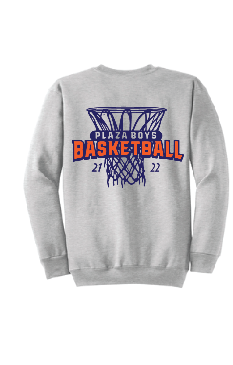 Fleece Crewneck  Sweatshirt / Gray / Plaza Boys Basketball