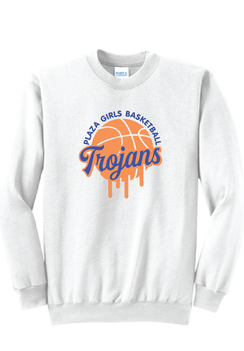 Crewneck Fleece Sweatshirt / White / Plaza Girls Basketball