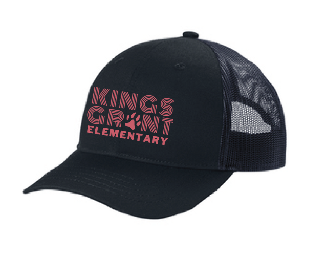 Youth Snapback Trucker Cap / Black / Kings Grant Elementary