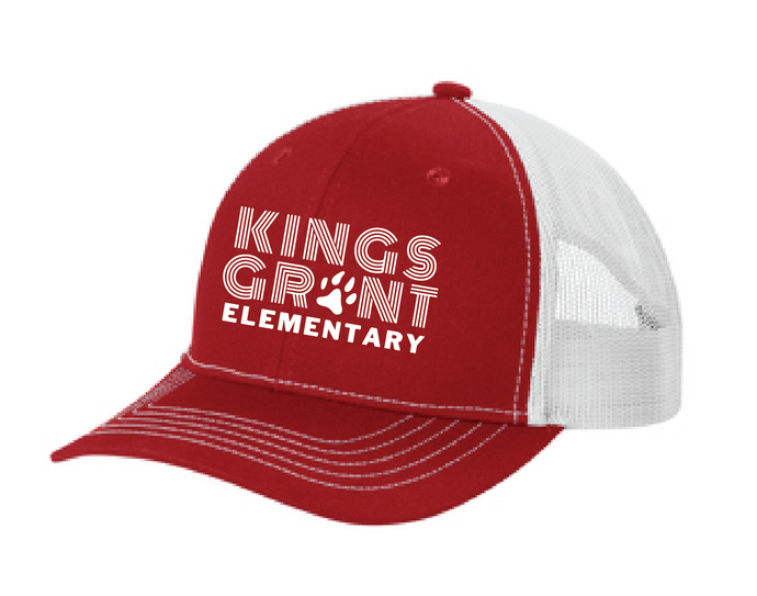 Youth Snapback Trucker Cap / Red / Kings Grant Elementary