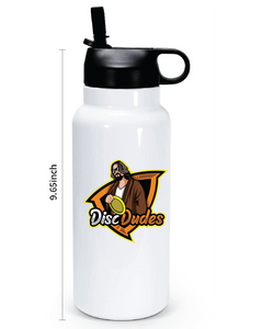 32oz Stainless Steel Water Bottle / White / Disc Dudes Disc Golf