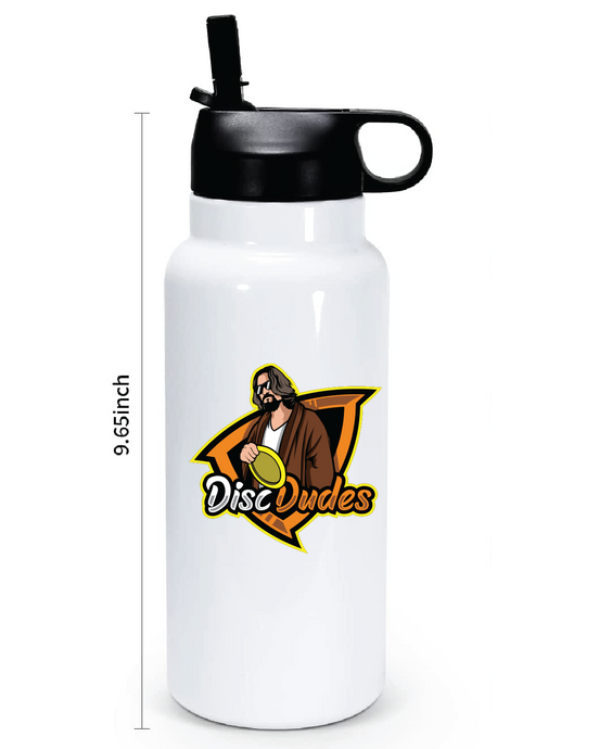 32oz Stainless Steel Water Bottle / White / Disc Dudes Disc Golf