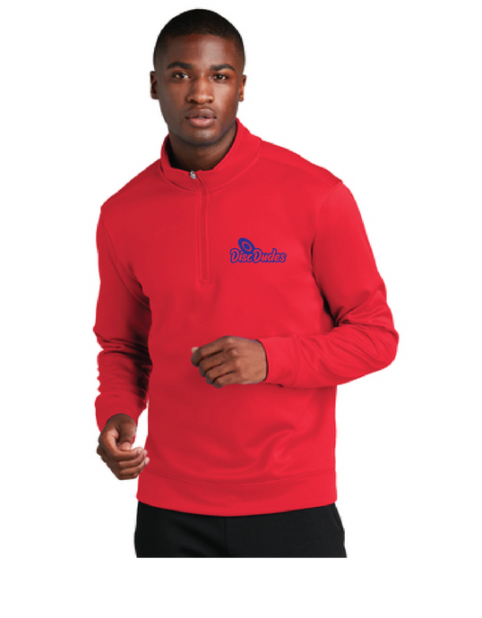 Performance Fleece 1/4-Zip Pullover Sweatshirt  / Red  / Disc Dudes Disc Golf