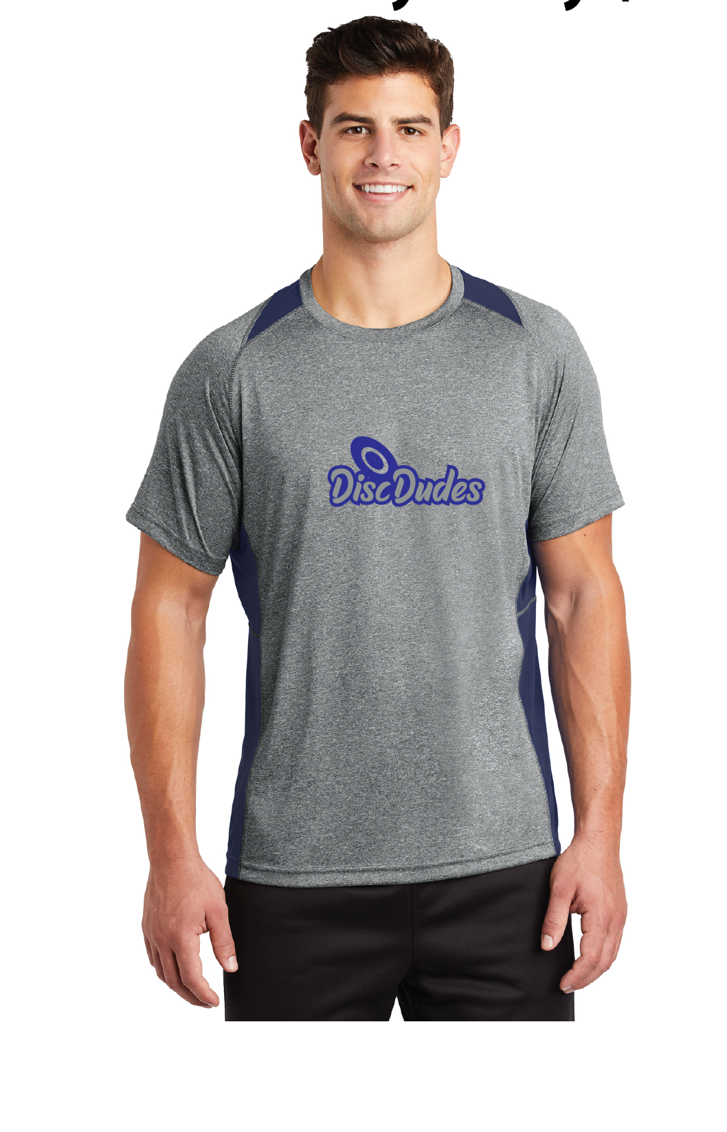 Heather Colorblock Contender Tee / Grey/Navy  / Disc Dudes Disc Golf