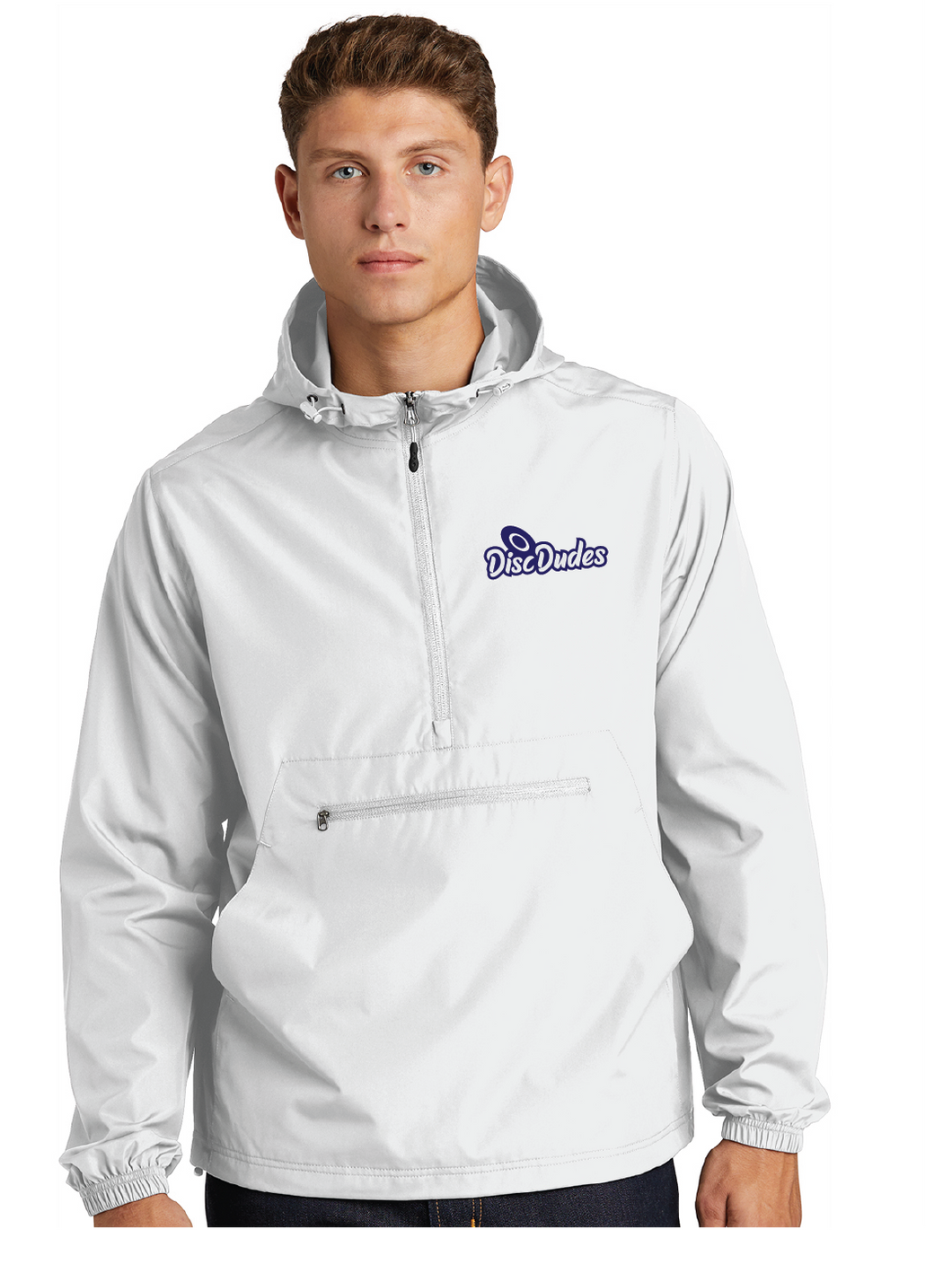 Packable Anorak / White / Disc Dudes Disc Golf