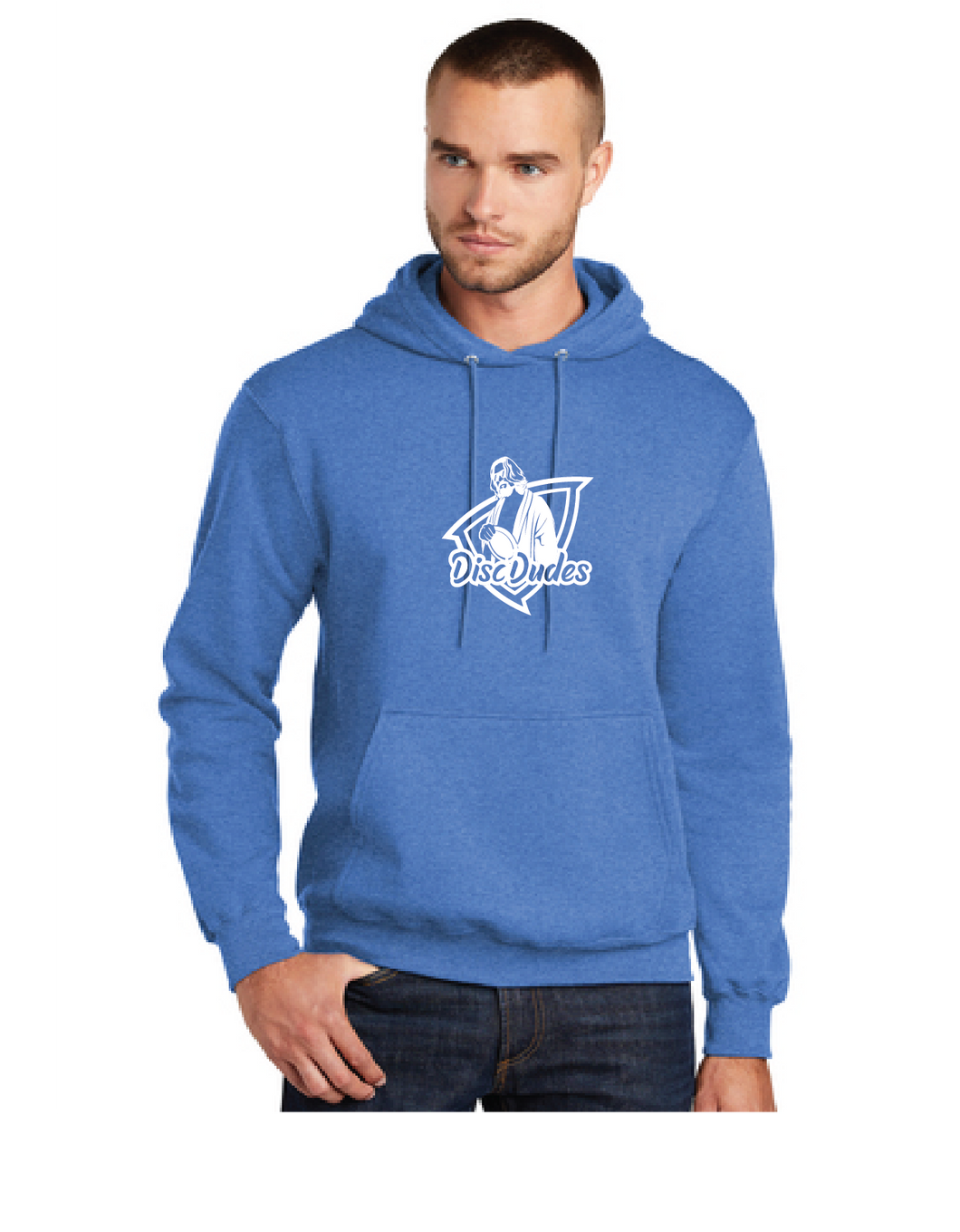 Core Fleece Pullover Hooded Sweatshirt / Heather Royal  / Disc Dudes Disc Golf