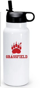 32 oz Double Wall Stainless Steel Water Bottle  / White / Grassfield Crew