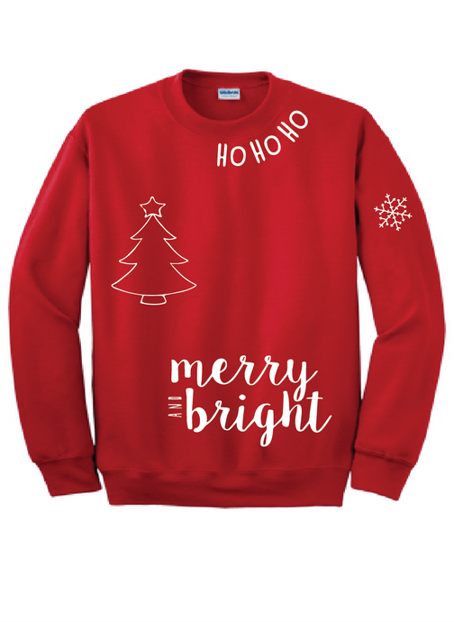 *Set * Merry & Bright Heavy Blend Crewneck Sweatshirt and Sweatpants / Red and White / Fidgety Holiday