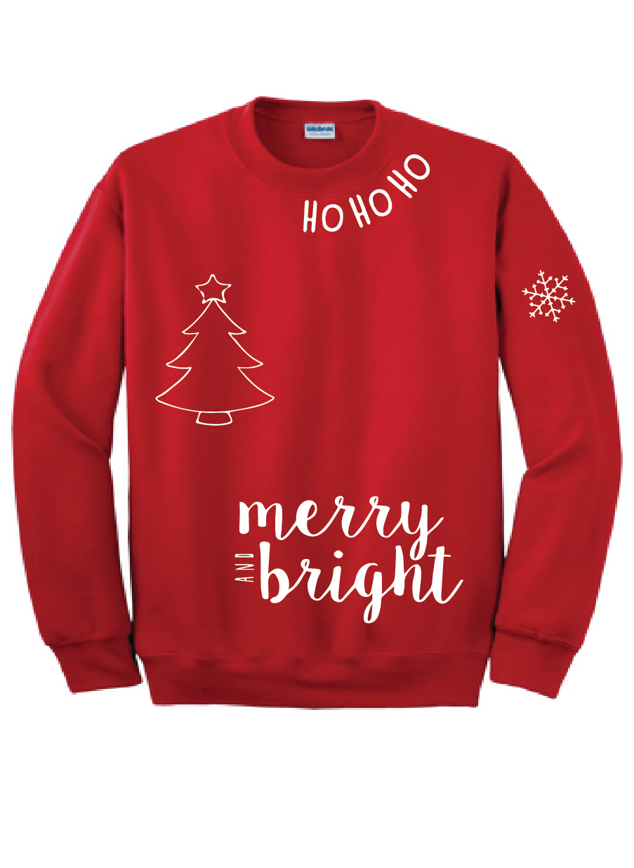 *Set * Merry & Bright Heavy Blend Crewneck Sweatshirt and Sweatpants / Red and White / Fidgety Holiday