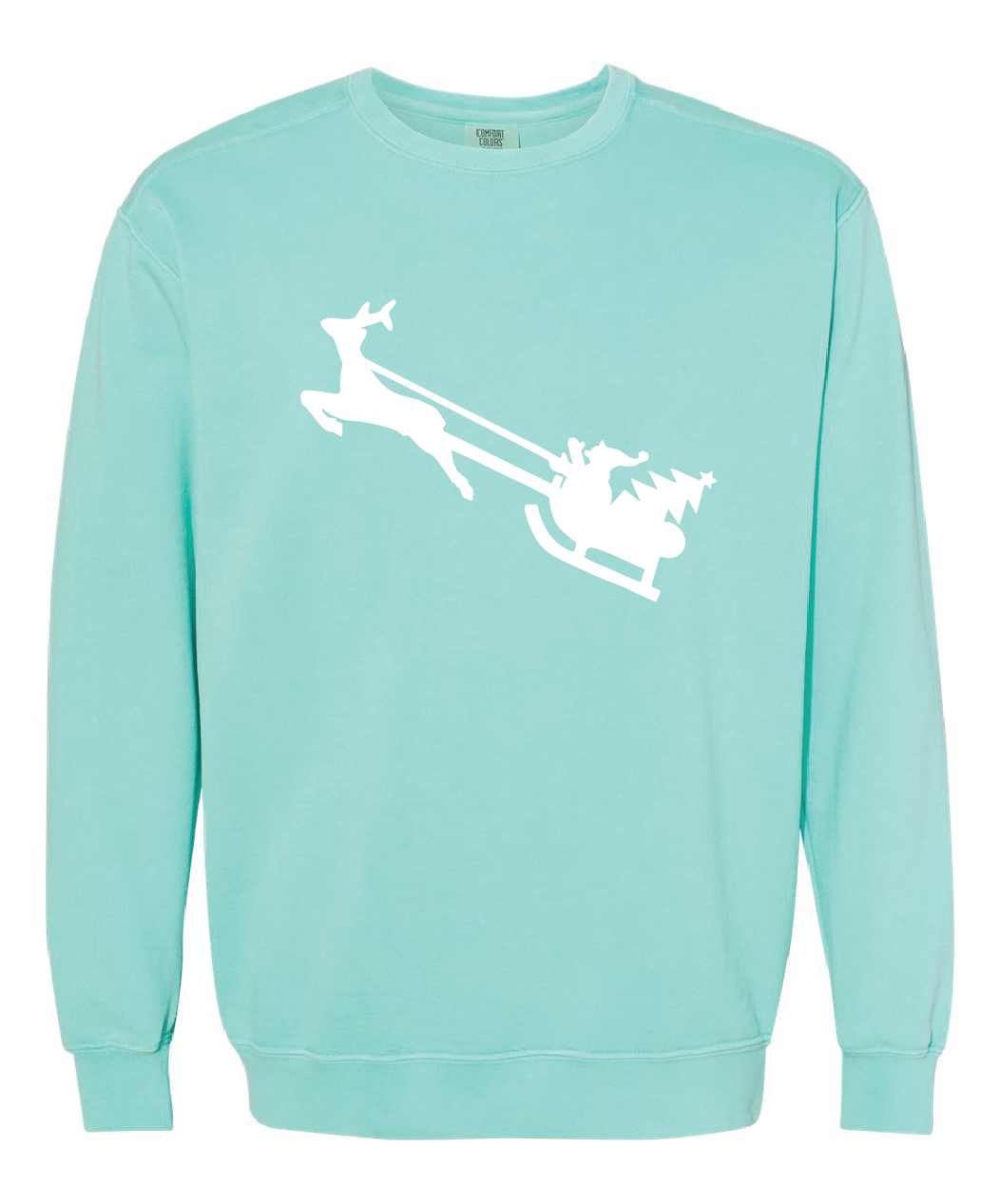 Comfort Colors Ring Spun Crewneck Sweatshirt / Lagoon / Fidgety Holiday