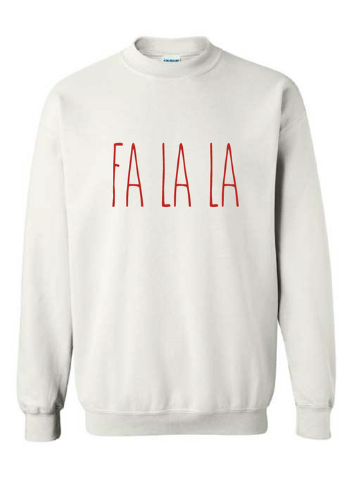 Fa La La Fleece Crewneck Sweatshirt / White / Fidgety Holiday