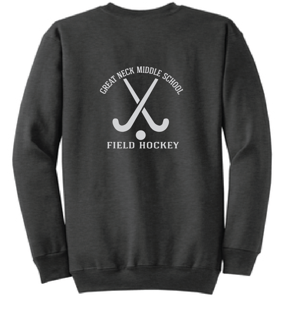 Fleece Crewneck Sweatshirt / Dark Heather Gray / Great Neck Field Hockey - Fidgety