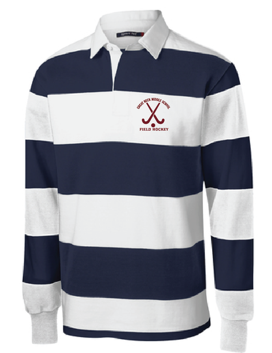 Long Sleeve Rugby Polo / Navy & White / Great Neck Field Hockey - Fidgety