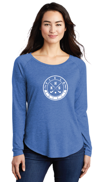 Long Sleeve Tri-Blend Wicking Scoop Tee / Royal / Kempsville High Field Hockey