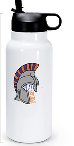 32oz Stainless Steel Water Bottle / White / Plaza Middle School