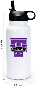 32 oz Double Wall Stainless Steel Water Bottle  / White / Tallwood High School Cheer
