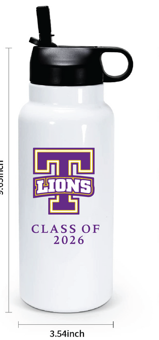 32oz Stainless Steel Water Bottle / White / Tallwood High School Class of 2026