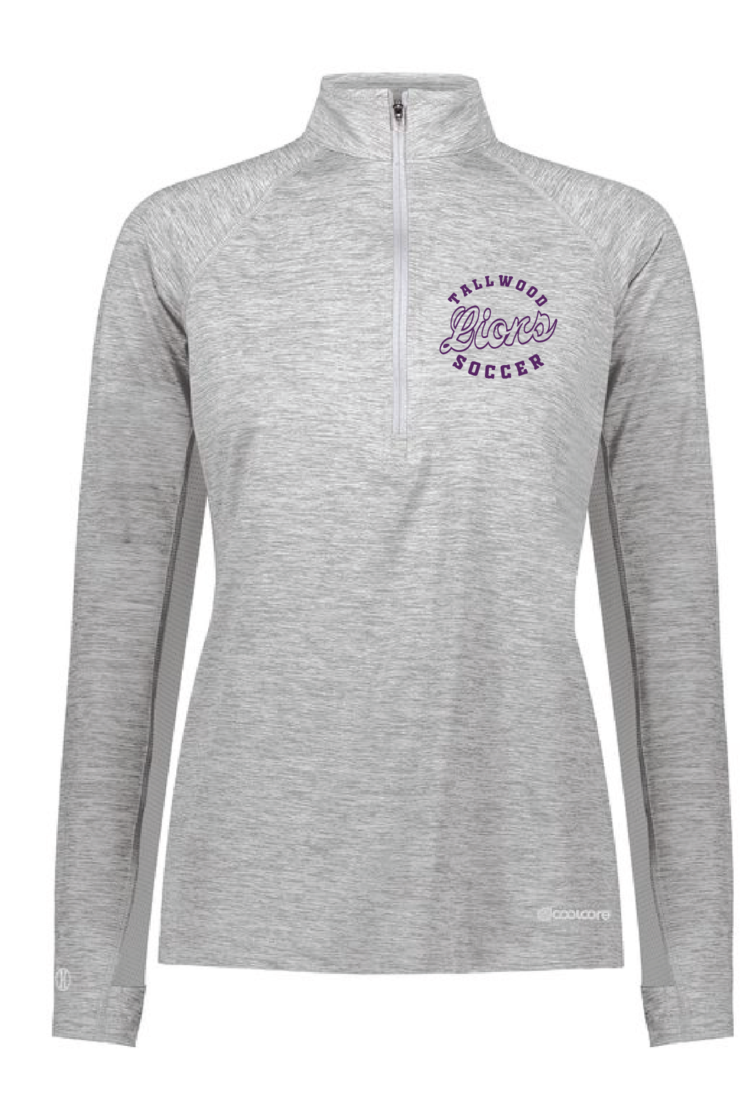 Ladies Electrify Coolcore 1/2 Zip Pullover / Heather Grey / Tallwood High School Girls Soccer