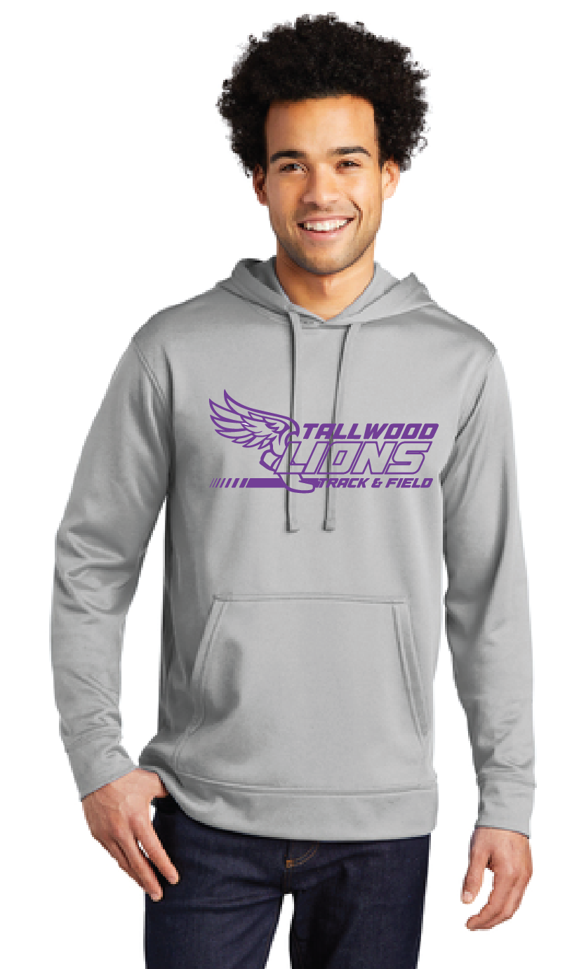 Performance Fleece Pullover Hooded Sweatshirt / Silver / Tallwood High School Track & Field