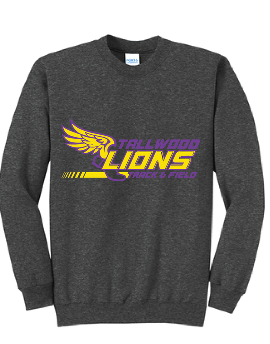 Core Fleece Crewneck Sweatshirt / Dark Heather Grey / Tallwood High School Track & Field