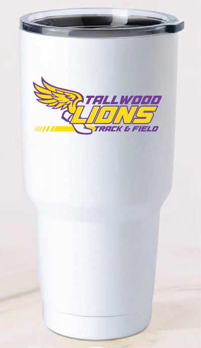 30oz Stainless Steel Tumbler / White / Tallwood High School Track & Field