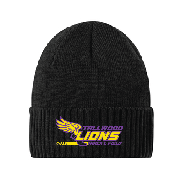 Rib Knit Cuff Beanie / Black / Tallwood High School Track & Field