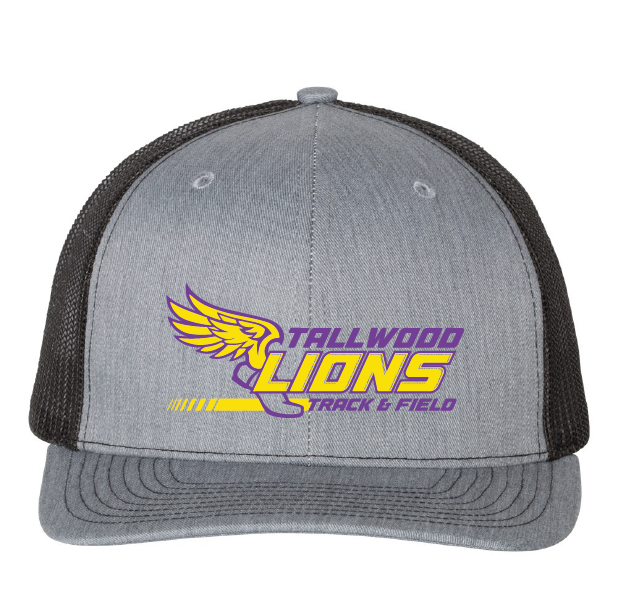 Adjustable Snapback Trucker Cap / Heather Grey/Black / Tallwood High School Track & Field