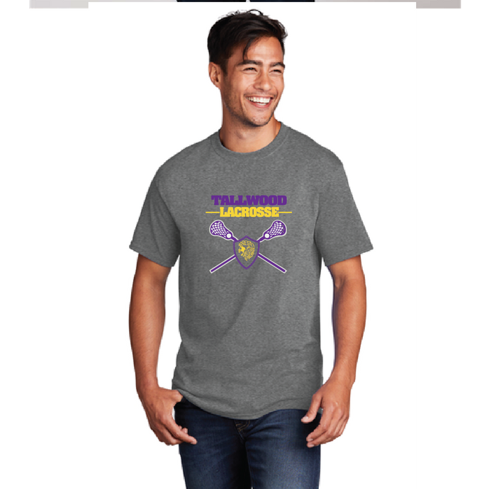 Core Cotton Short Sleeve T-shirt / Dark Heather Grey / Tallwood High School Lacrosse