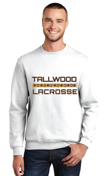 Fleece Crewneck Sweatshirt / White / Tallwood High School Lacrosse
