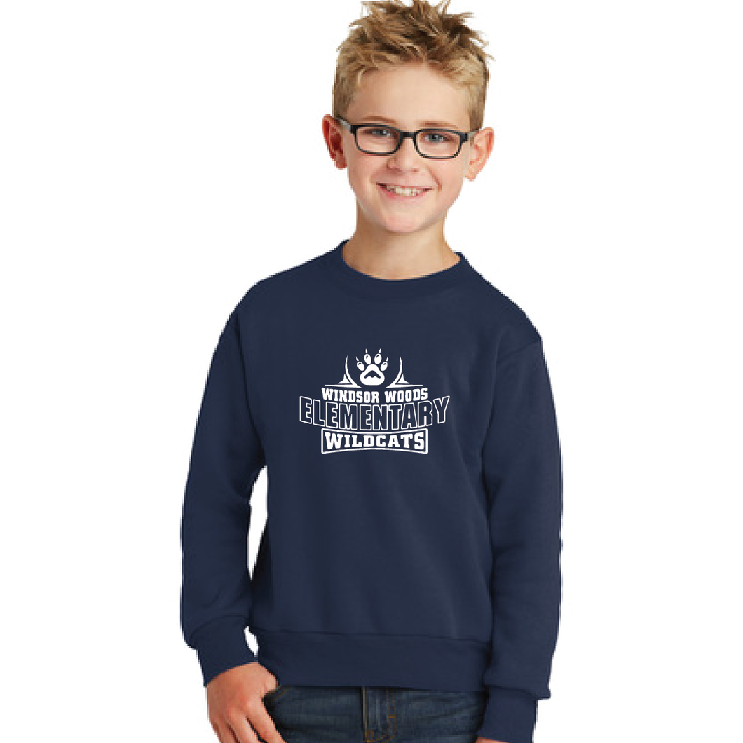 Core Fleece Crewneck Sweatshirt (Youth & Adult) / Navy / Windsor Woods Elementary